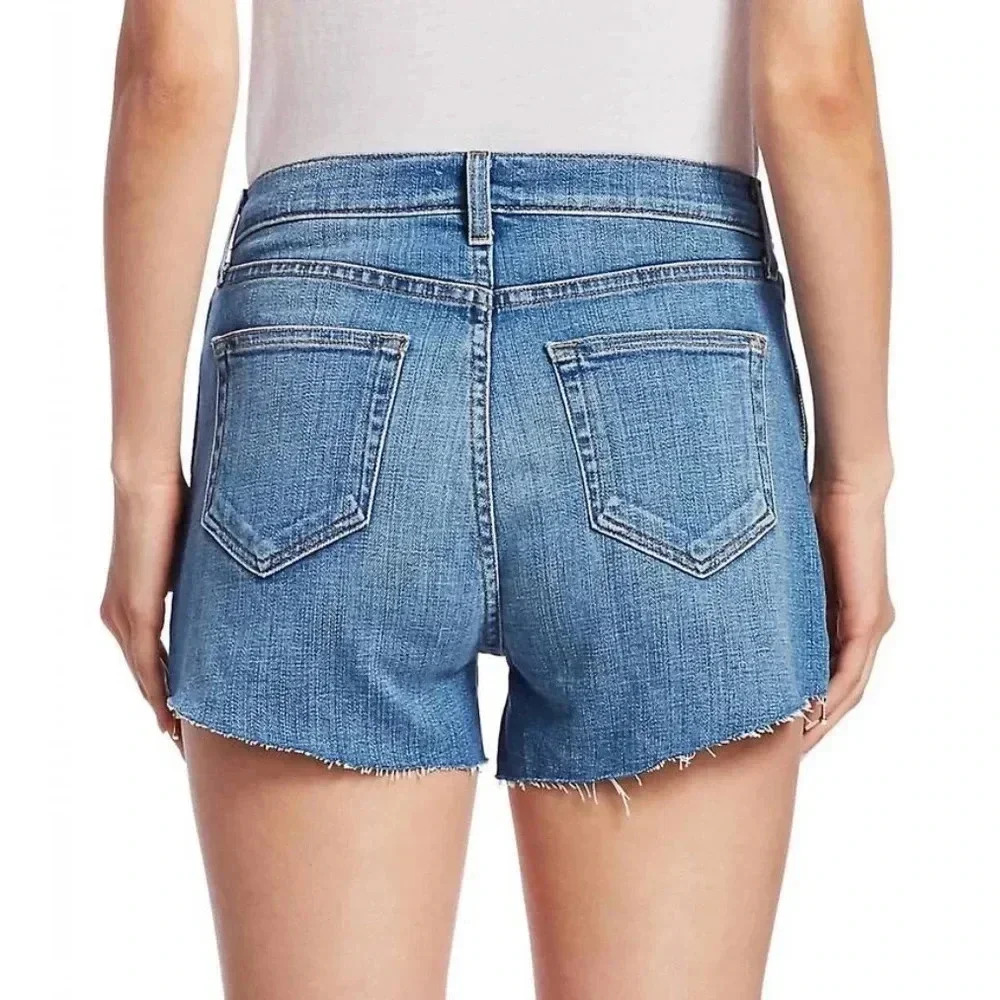 L’AGENCE NWT High Rise Side Zip Ryland Denim Shorts Cut Off Sydney 27 Stretch - Picture 3 of 8
